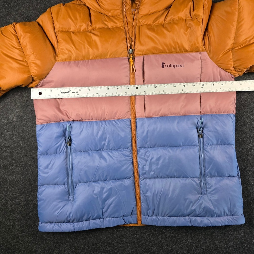 Cotopaxi Sienna/Fjord Fuego Max Down Hooded Jacket Cargo Stripes 800 FP Women M - Picture 4 of 16